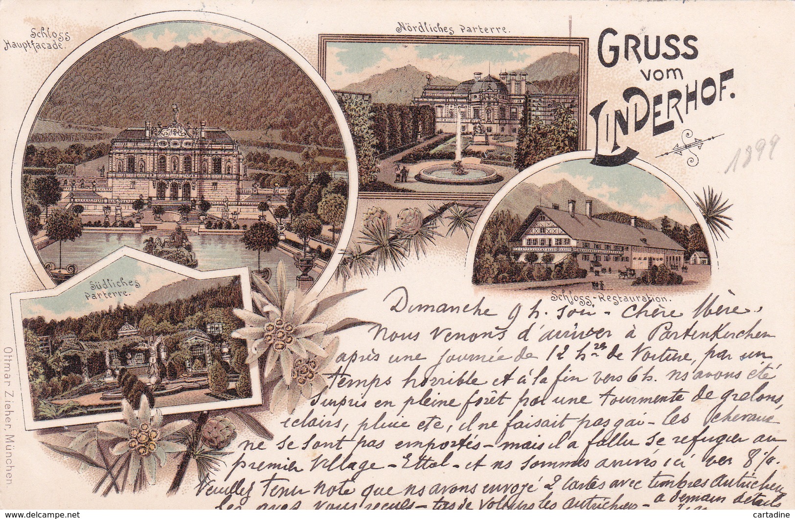 CPA  -  Gruss Aus Linderhof - 1899 - Muenchen