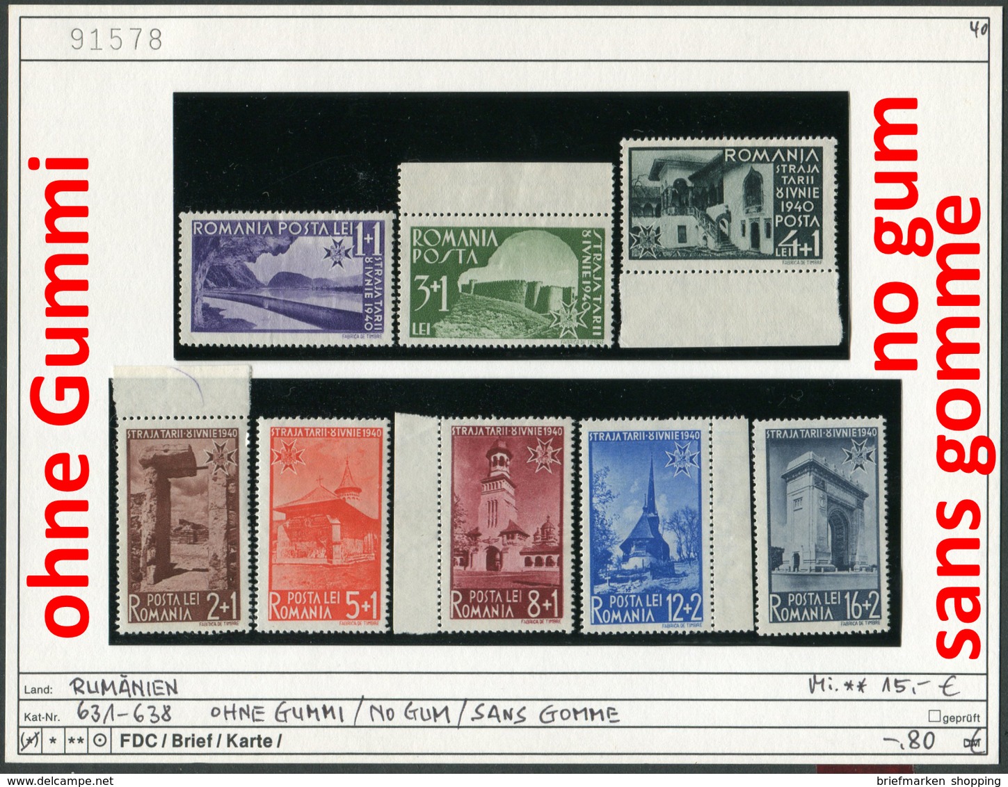 Rumänien - Roumenie - Rumania - Michel 631-638 - (*) Ohne Gummi - Sans Gomme - No Gum - Unused Stamps