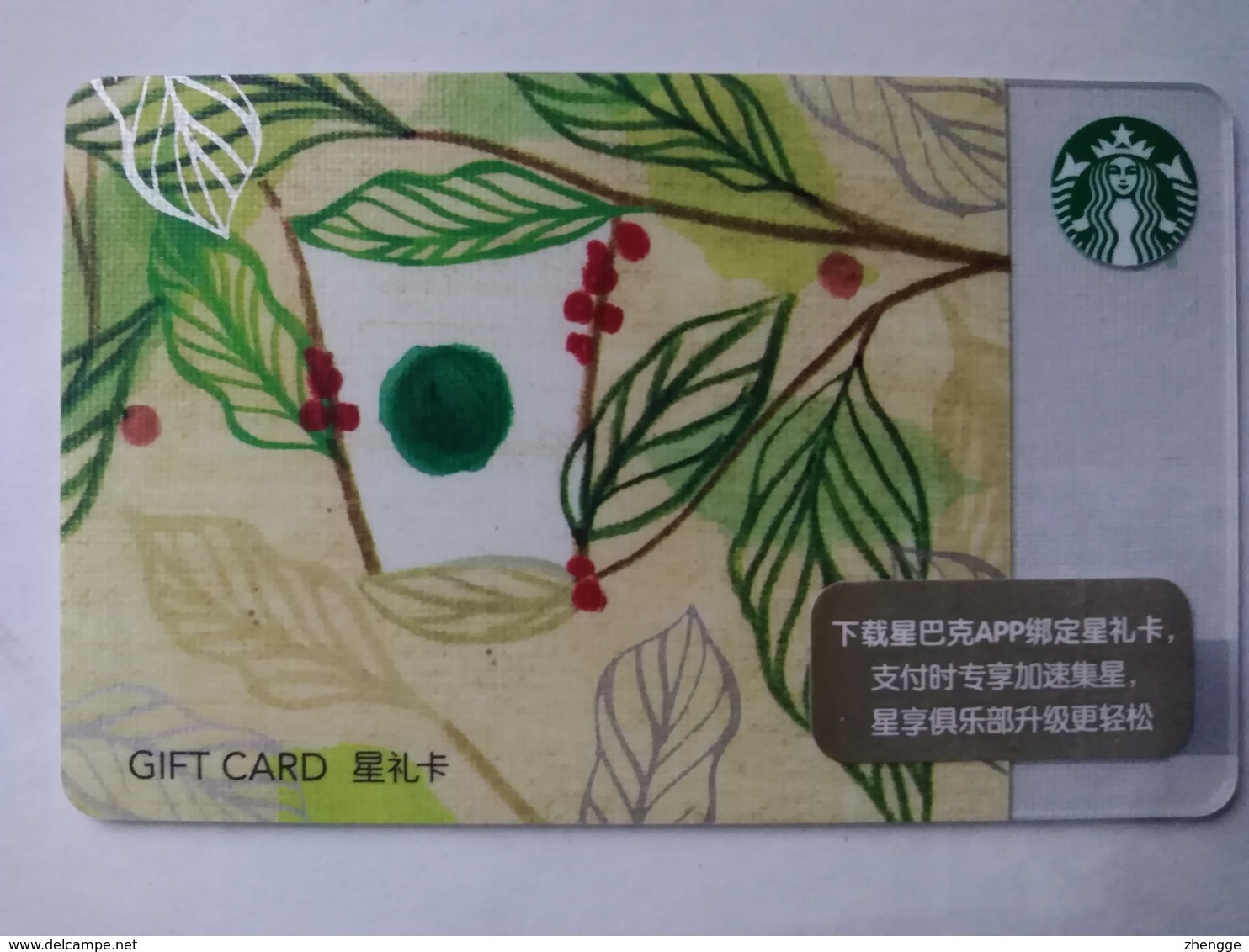 China Gift Cards, Starbucks, 200 RMB, 2019 (1pcs) - Gift Cards