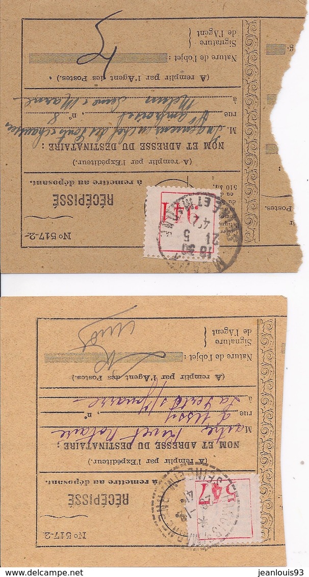 FRANCE - 2 RECEPISSES 1941ET 1942 MARNE - Used Stamps