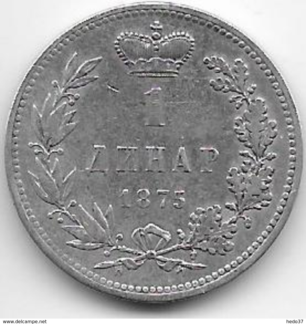 Serbie - 1 Dinar - 1875 - Argent - Serbie