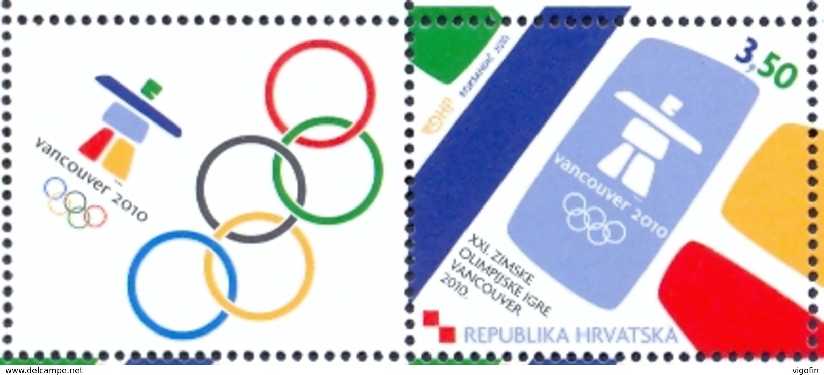 HR 2010-933 OLYMPIC GAMES VANCUVER, CROATIA HRVATSKA, 1 X 1v + Label, MNH - Winter 2010: Vancouver