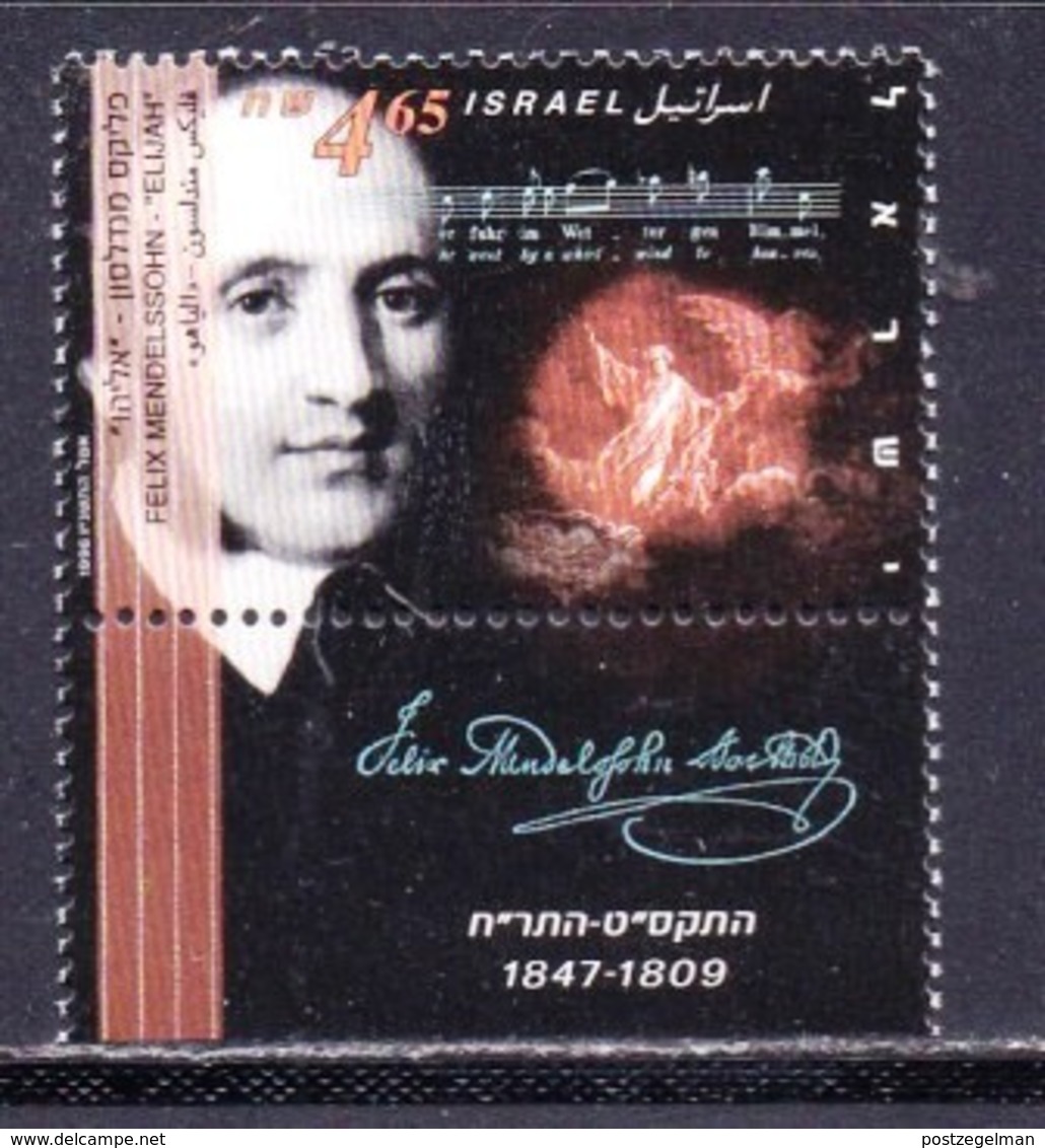 ISRAEL, 1996, Unused Stamp(s), With Tab, Composer - Mendelsohn, SG1338, Scannr. 17959 - Ongebruikt (met Tabs)