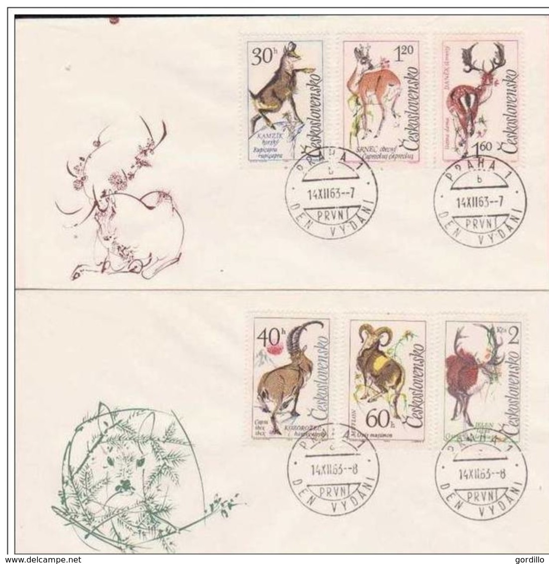 2 FDC Tchécoslovaquie Bouquetin Mouflon Cerf Chamois Chevreuil Daim Chasse Gibier. - Autres & Non Classés