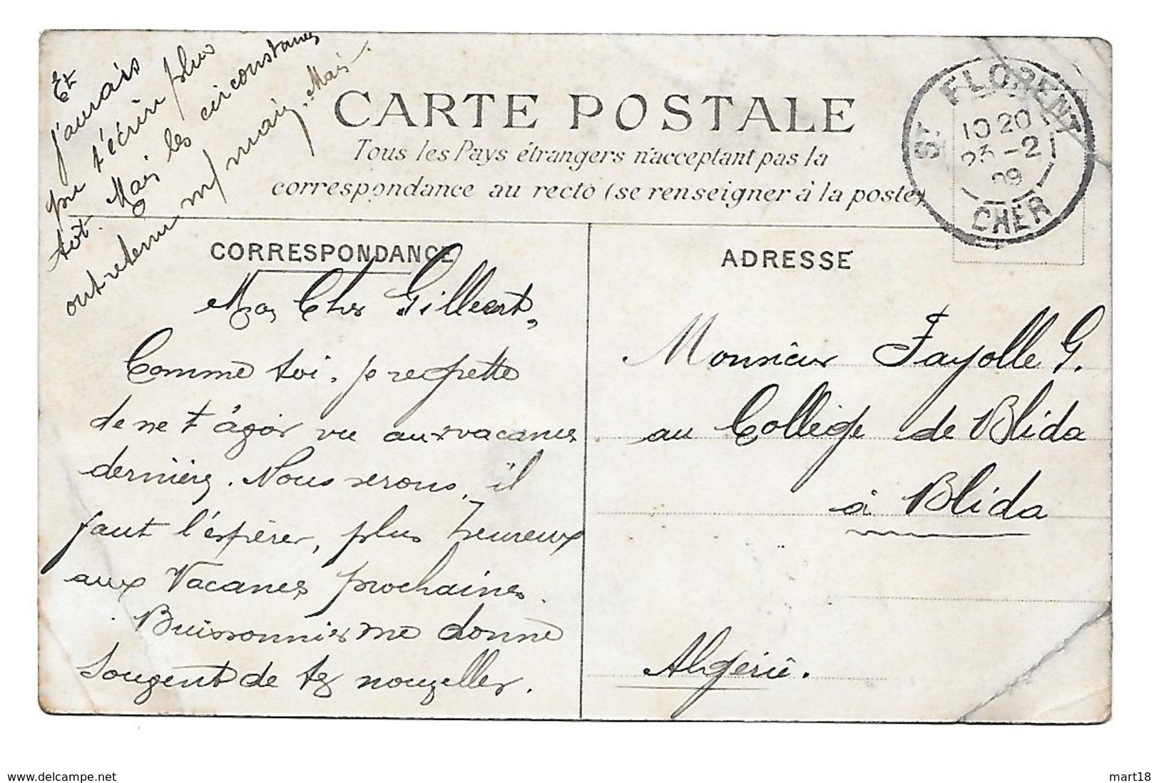 Carte Postale - Sortie Des Ouvriers - Usine BELOT à St FLORENT (18) - 1909 - - Saint-Florent-sur-Cher