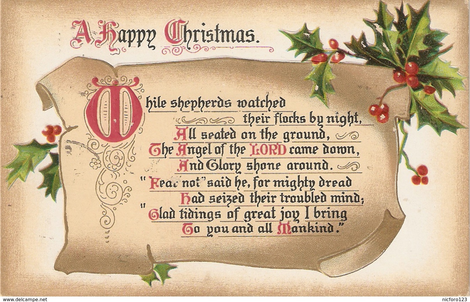 "Christmas Message. Holly" Tuck Christma Hymns  Series PC # 514 - Tuck, Raphael