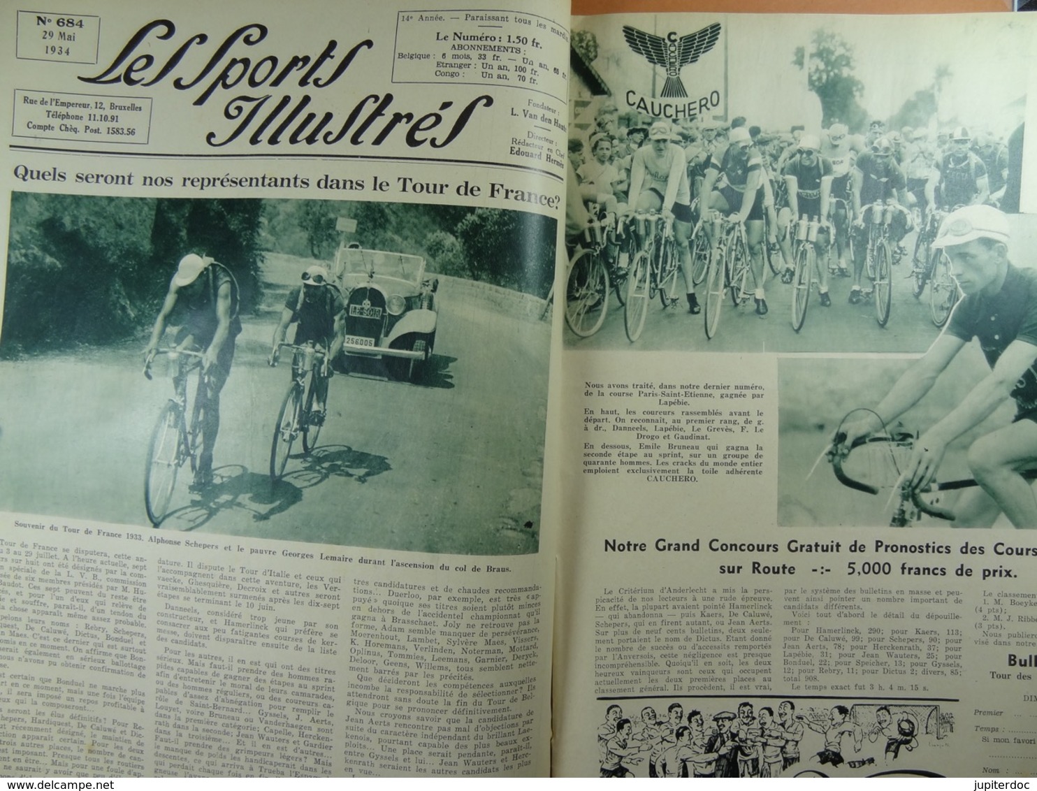 Les Sports Illustrés 1934 N° 684 Spiessens, Tour De France 33,Tour Du Limbourg,Circuit De Chimay,Tour D'Italie - Sport