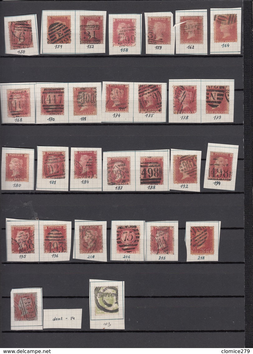 Grande Bretagne  Lot De Timbres G    1858/64  Avec N° De Planches   Voir   2 Scan - Usados