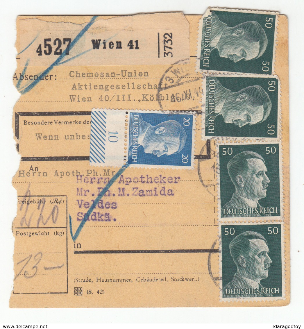 Germany Reich Parcel Card 1944 Wien To Veldes (Bled) B191201 - Covers & Documents