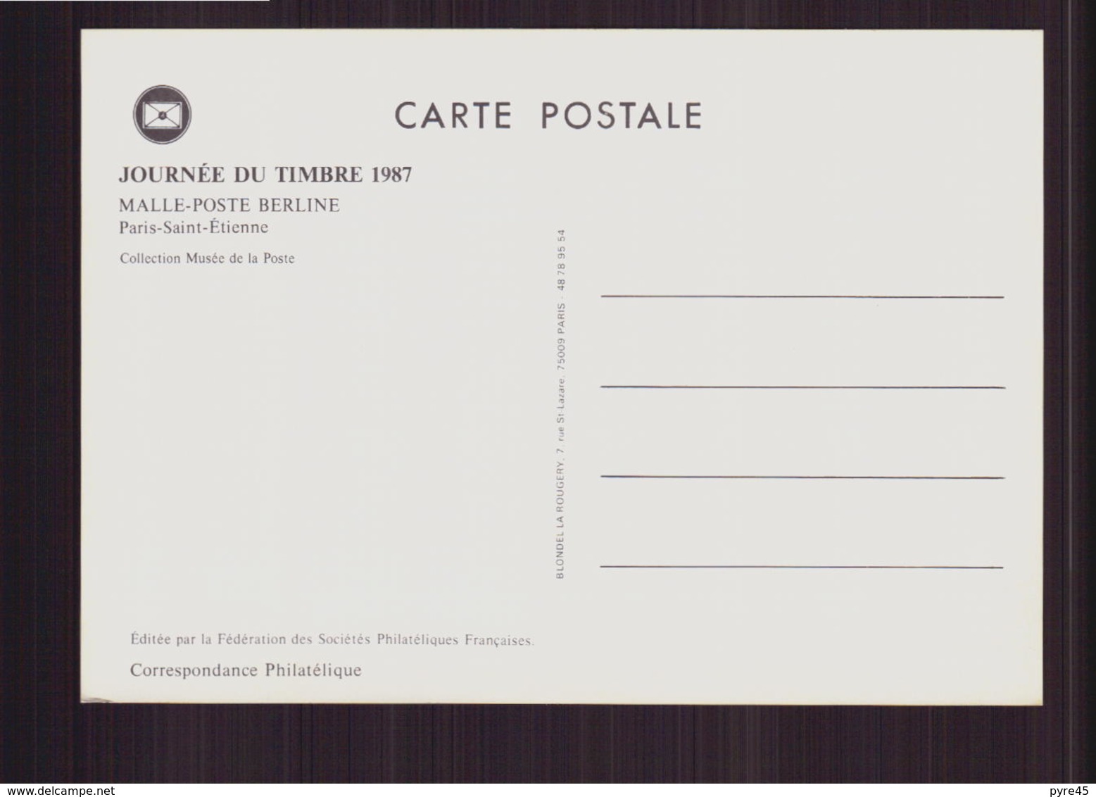 Carte Maximum Du 14 Mars 1987 à Orléans " Journée Du Timbre " - 1980-1989