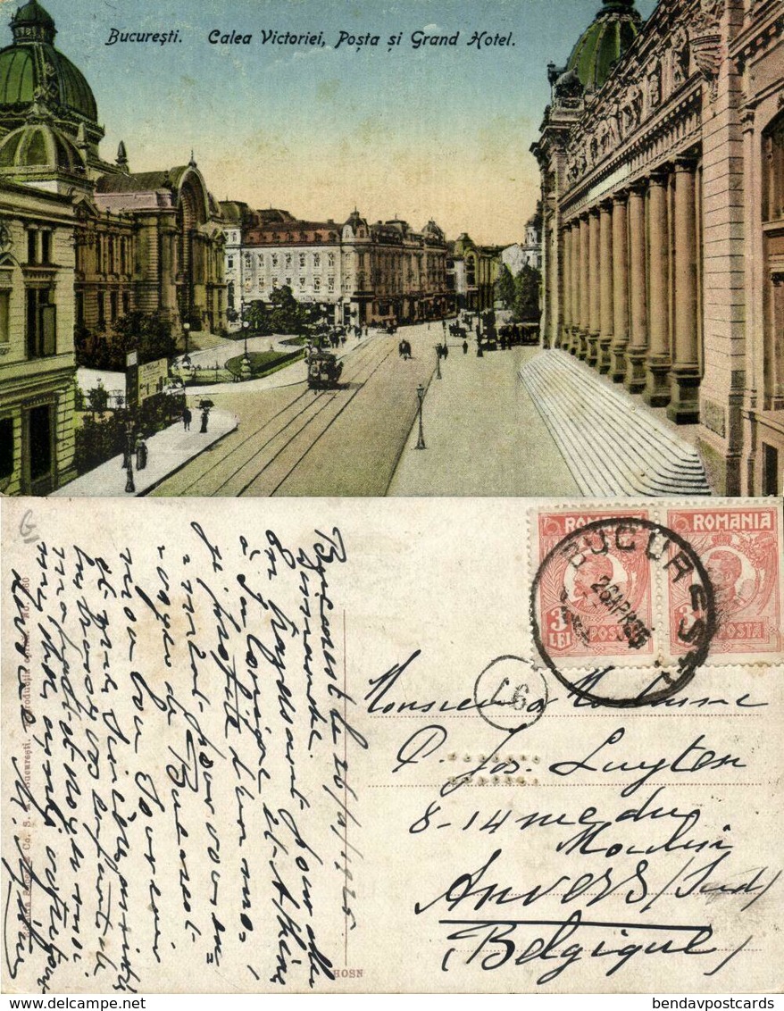 Romania, BUCHAREST BUCURESTI, Calea Victoriei, Grand Hotel (1925) Postcard - Romania