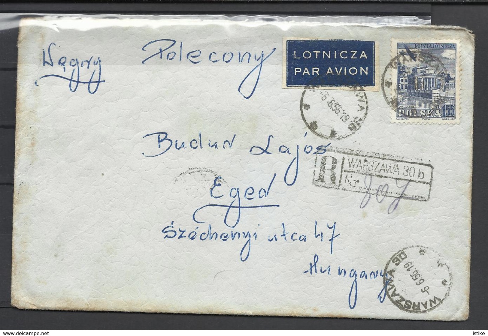 Poland, Registered  Air Mail  Cover With Air Mail Stamp, 1956. - Aviones