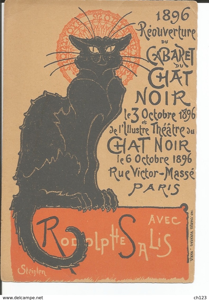 Cabaret Du Chat Noir 1896 Réouverture Avec Rodolphe Salis Steinlen Imprimeur Charles VERNEAU - Montmartre - Programmi