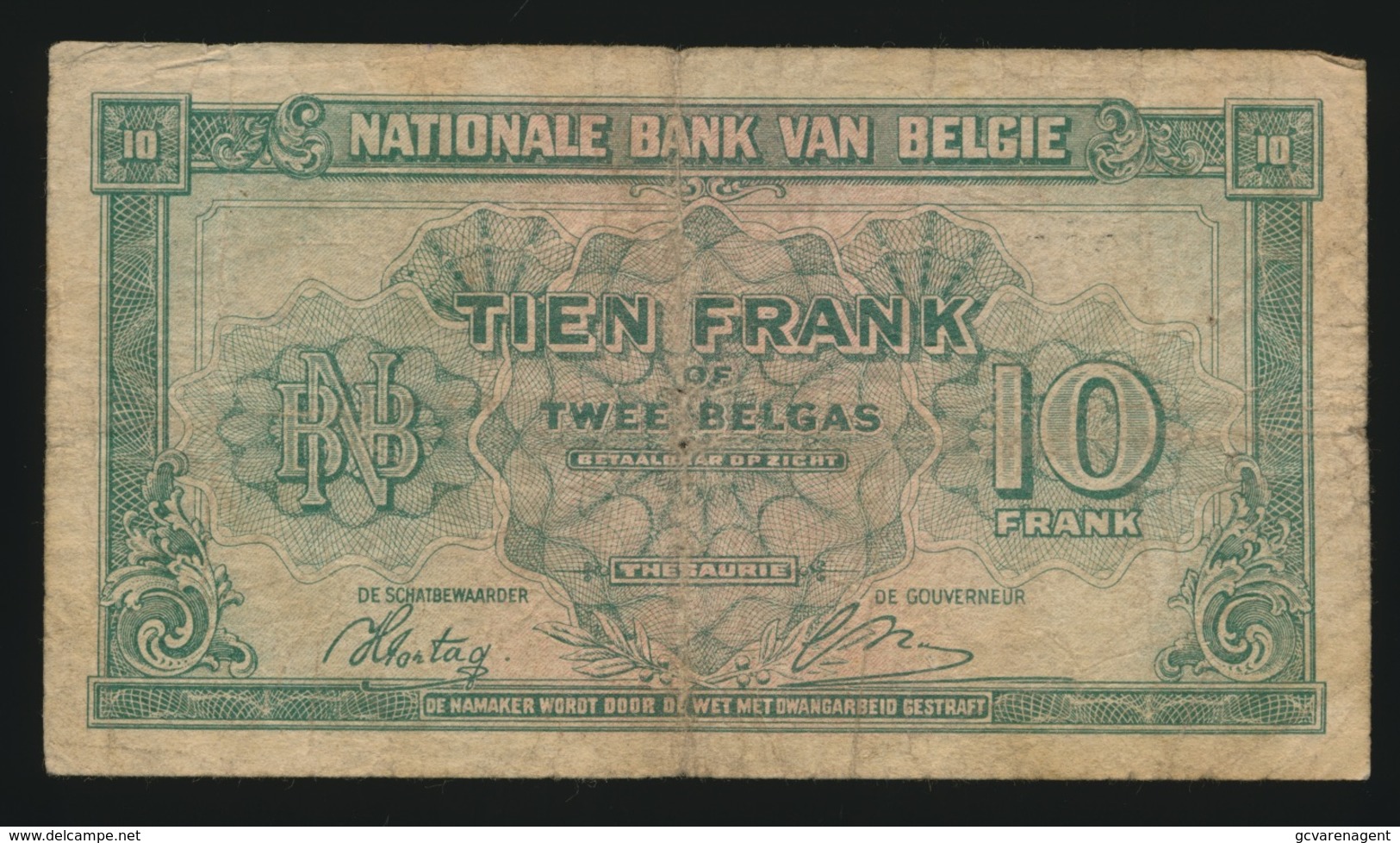 10 FRANK 2 BELGAS  01 02 43  2 SCANS - 10 Francs-2 Belgas