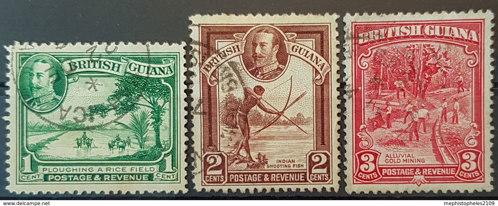 BRITISH GUIANA 1934 - Canceled - Sc# 210, 211, 212 - Guyana Britannica (...-1966)