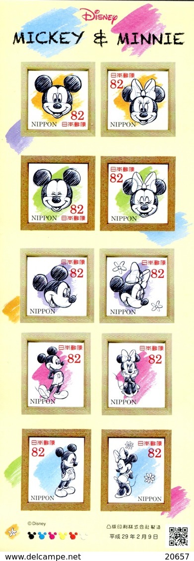 Japon Nippon 2017 8023/32 Disney, Mickey Et Minnie - Disney