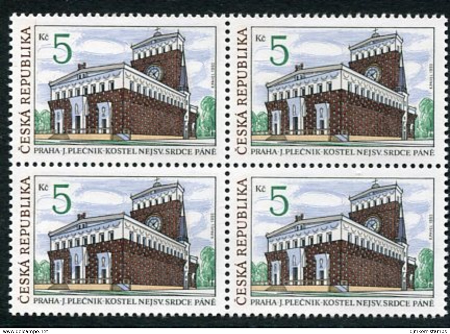 CZECH REPUBLIC 1993 Sacred Heart Church Block Of 4 MNH / **,  Michel 6 - Nuevos