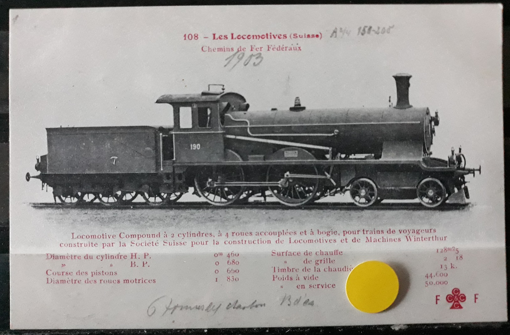 N°12) LES LOCOMOTIVES -(SUISSE) N° 108 - Trenes