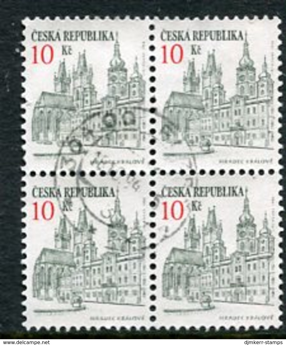 CZECH REPUBLIC 1993 Towns Definitive 10Kc Used Block Of 4,  Michel 17 - Gebraucht