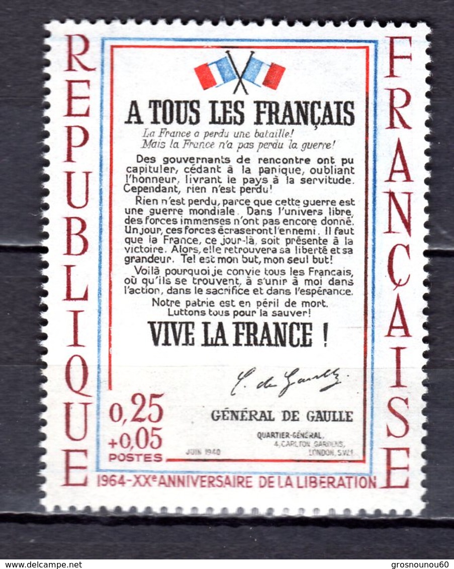 FRANCE TIMBRE DE 1964 N 1408 NEUF ** LUXE - Unused Stamps