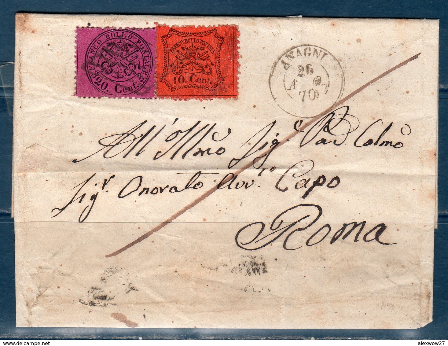 Lettera 1870 Da Anagni Per Roma  30 Cent. - Papal States