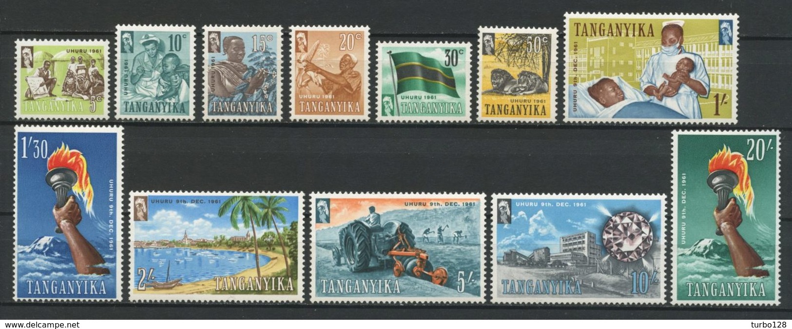 TANGANYIKA 1961  N° 40/51 ** Neufs MNH LUXE C 40 € Indépendance Animaux Lion Flore Café Education Minéraux Diamant - Tanganyika (...-1932)
