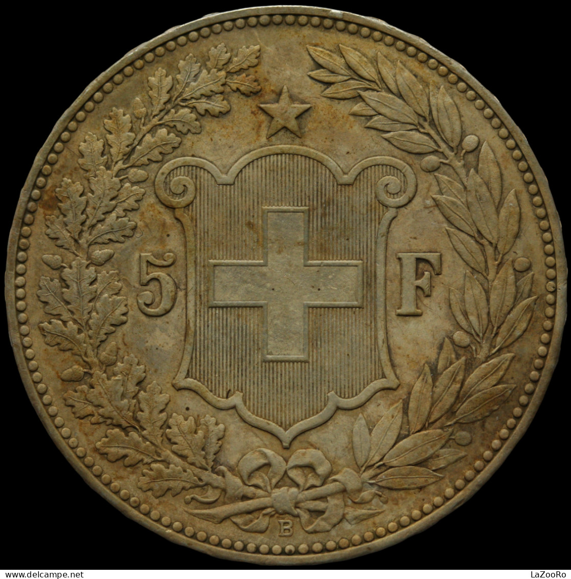 LaZooRo: Switzerland 5 Francs 1889 B Specimen - Silver - Essais & Pieforts