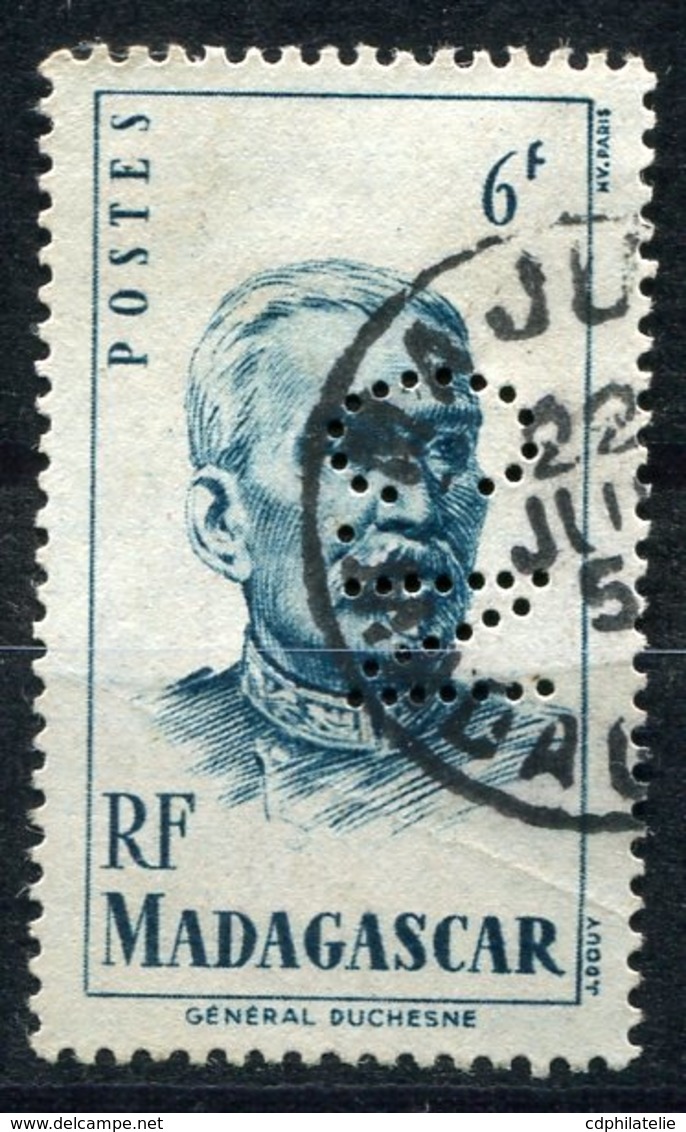 MADAGASCAR N°314 OBLITERE AVEC PERFORATION C.N - Oblitérés