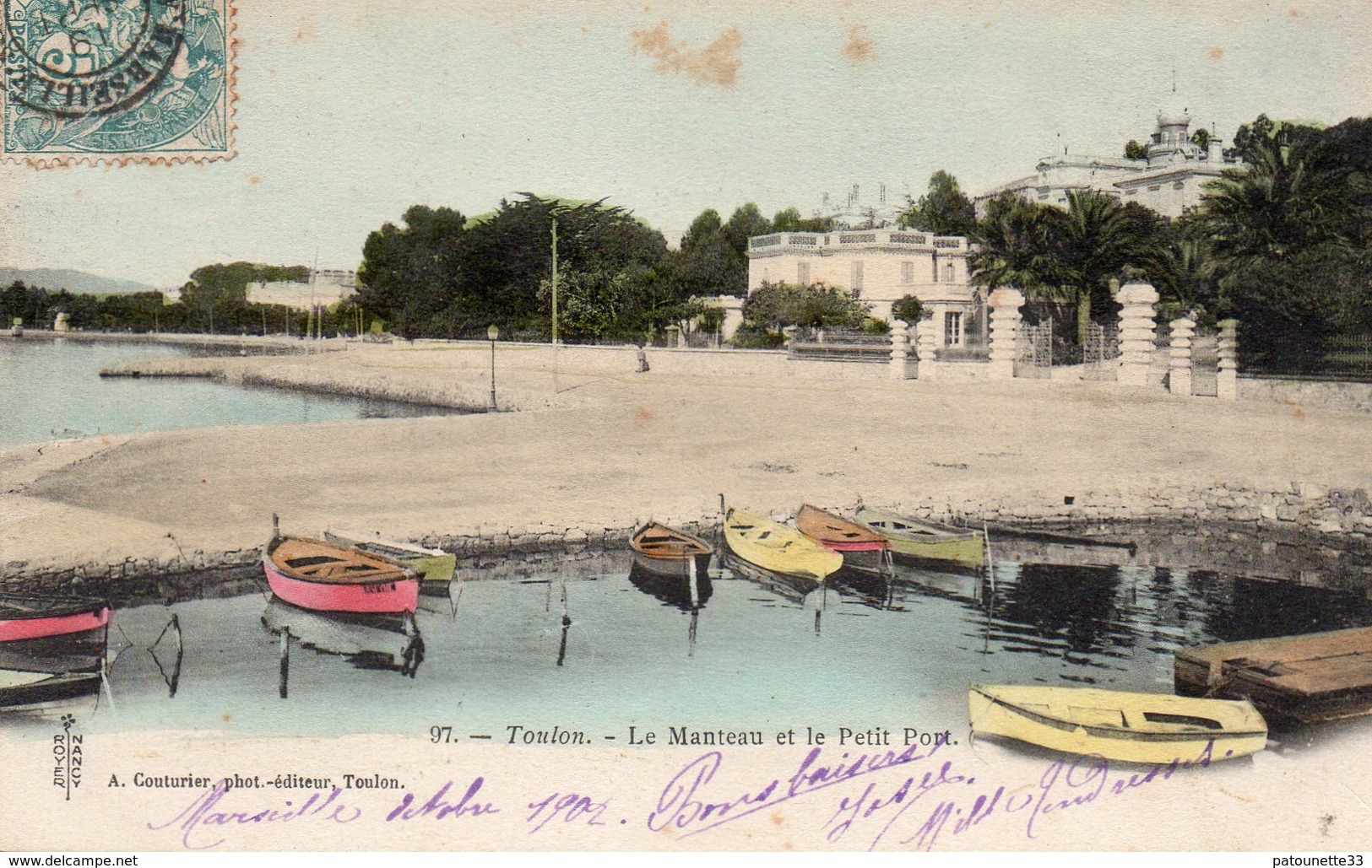 83 TOULON LA SEYNE TAMARIS SUR MER LE MANTEAU ET PETIT PORT CARTE PRECURSEUR COLORISEE ENTREE DU CHATEAU MICHEL PACHA - Tamaris