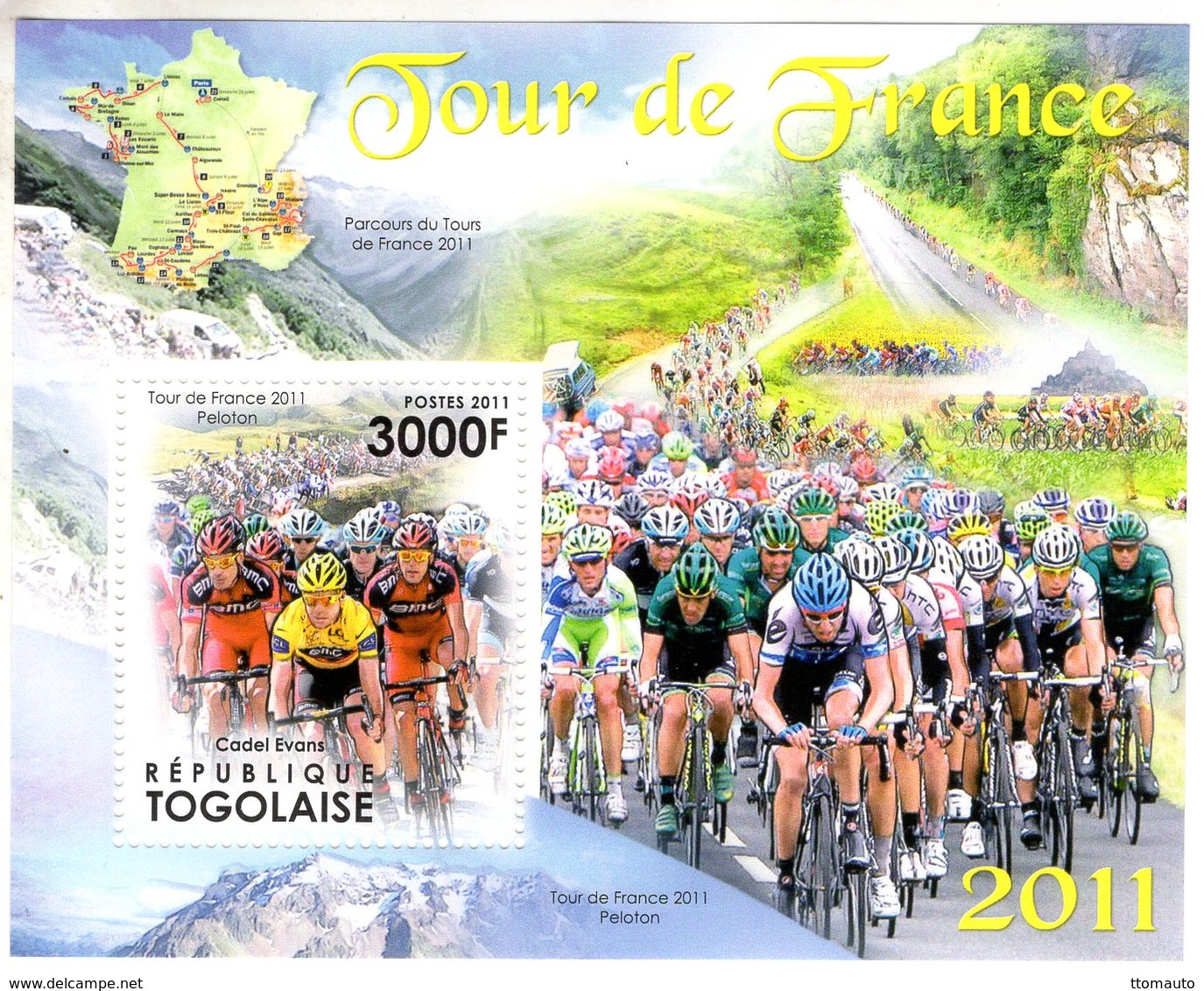 Tour De France  -  Cadel Evans  -    Togolaise 2011 1v Sheet Neuf/Mint/MNH - Cycling