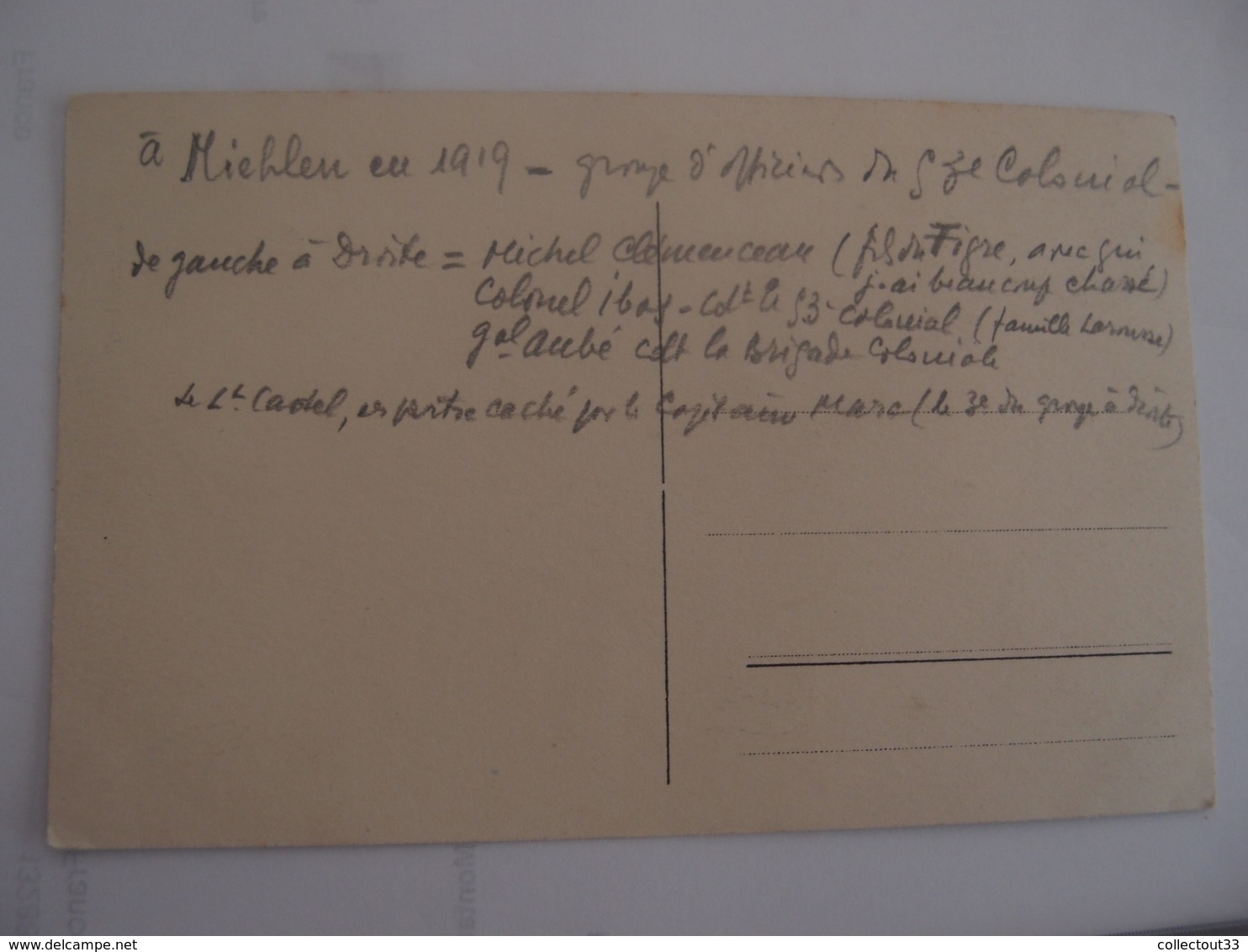 CPA Photo Militaria Offiicers Du 53° Colonial à Miehlen En 1919 Michel Clemenceau - Guerra 1914-18