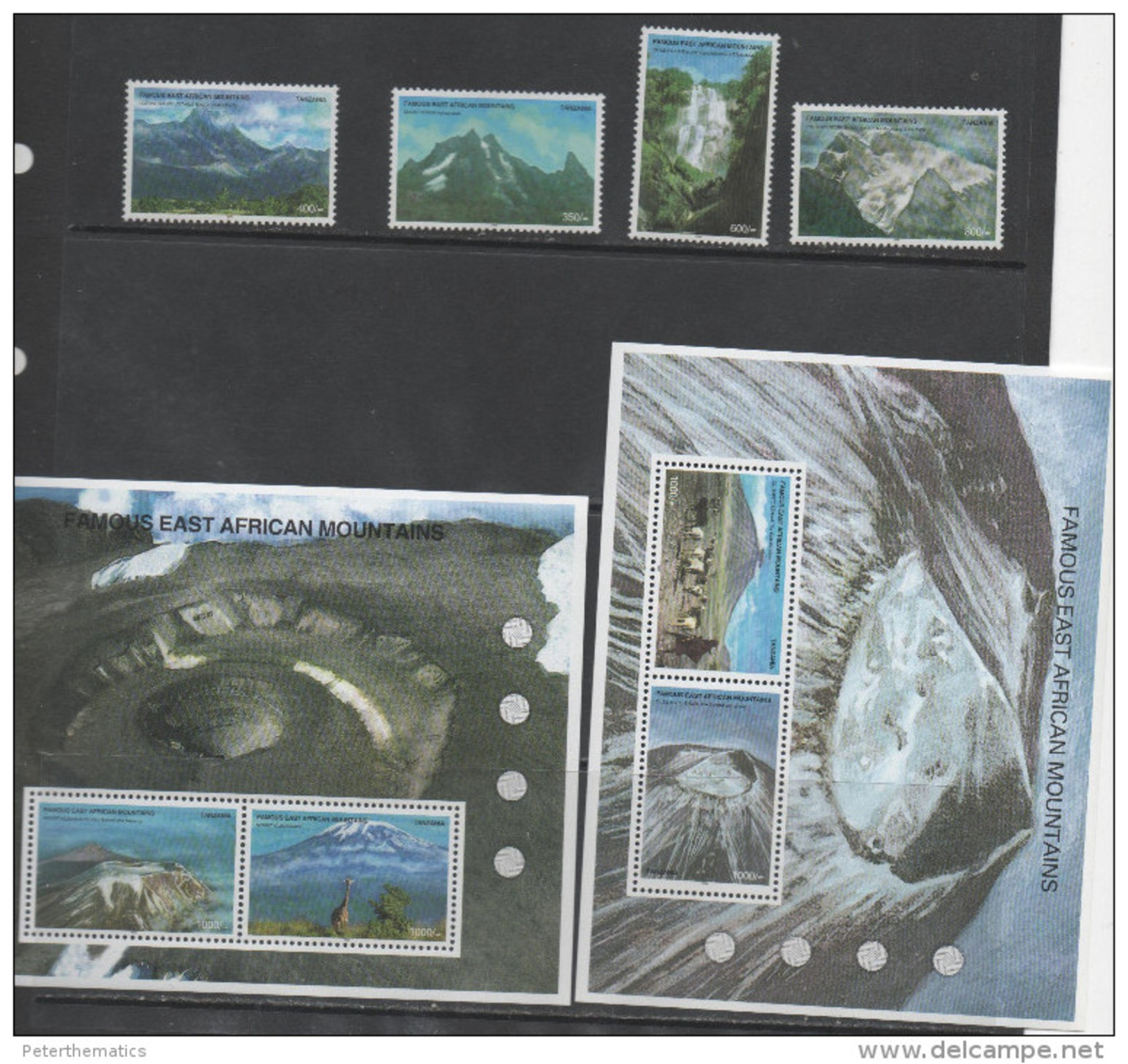 TANZANIA, 2006, MNH, FAMOUS EAST AFRICAN MOUNTAINS, WATERFALLS, KILIMANJARO,GIRAFFES,4v+ 2 SHEETLETS - Geography