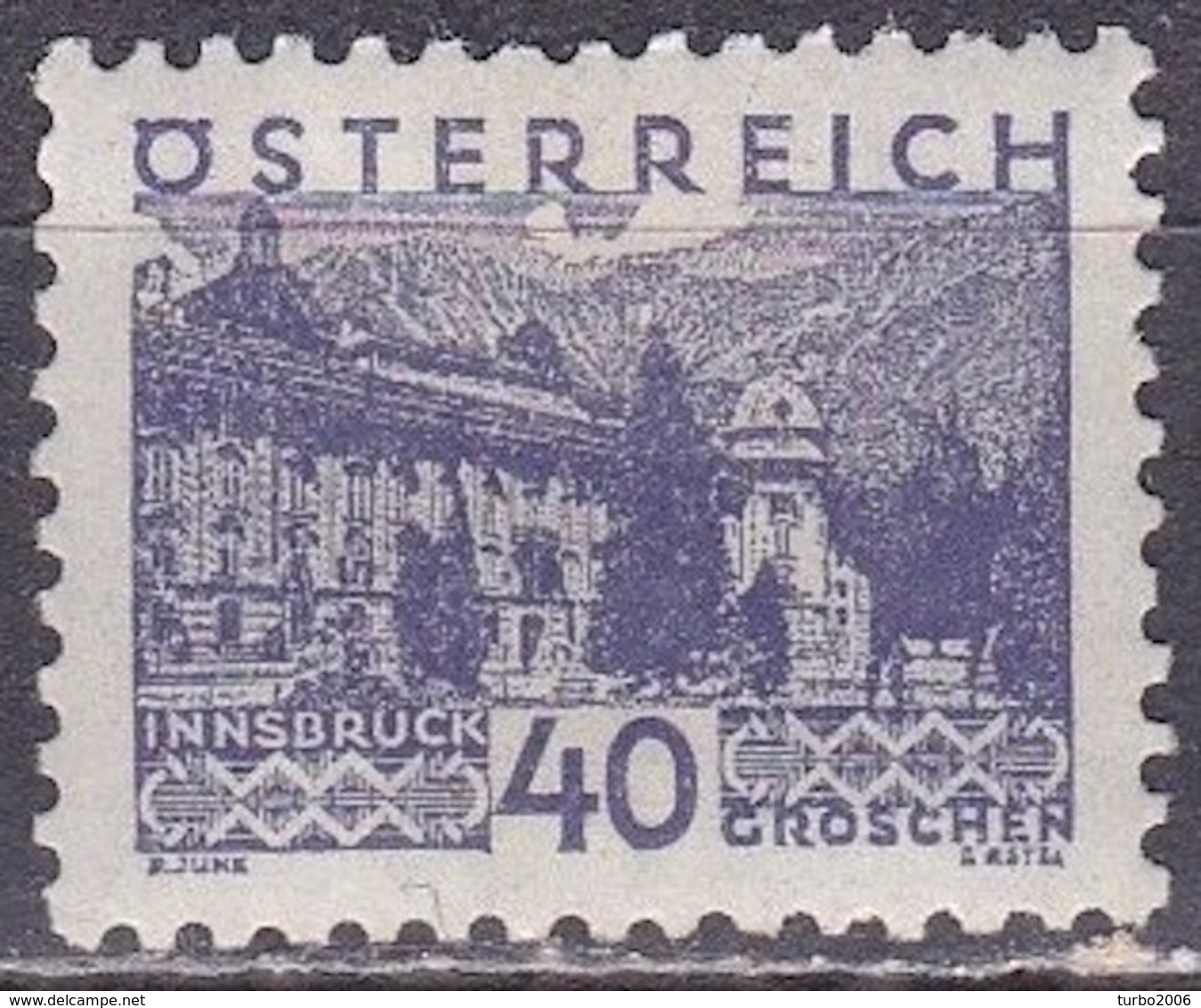 Osterreich / Austria 1932 Frühere Hofburg In Innsbruck 40 G Blauviolet Mi 539 Mit Falz - Gebruikt