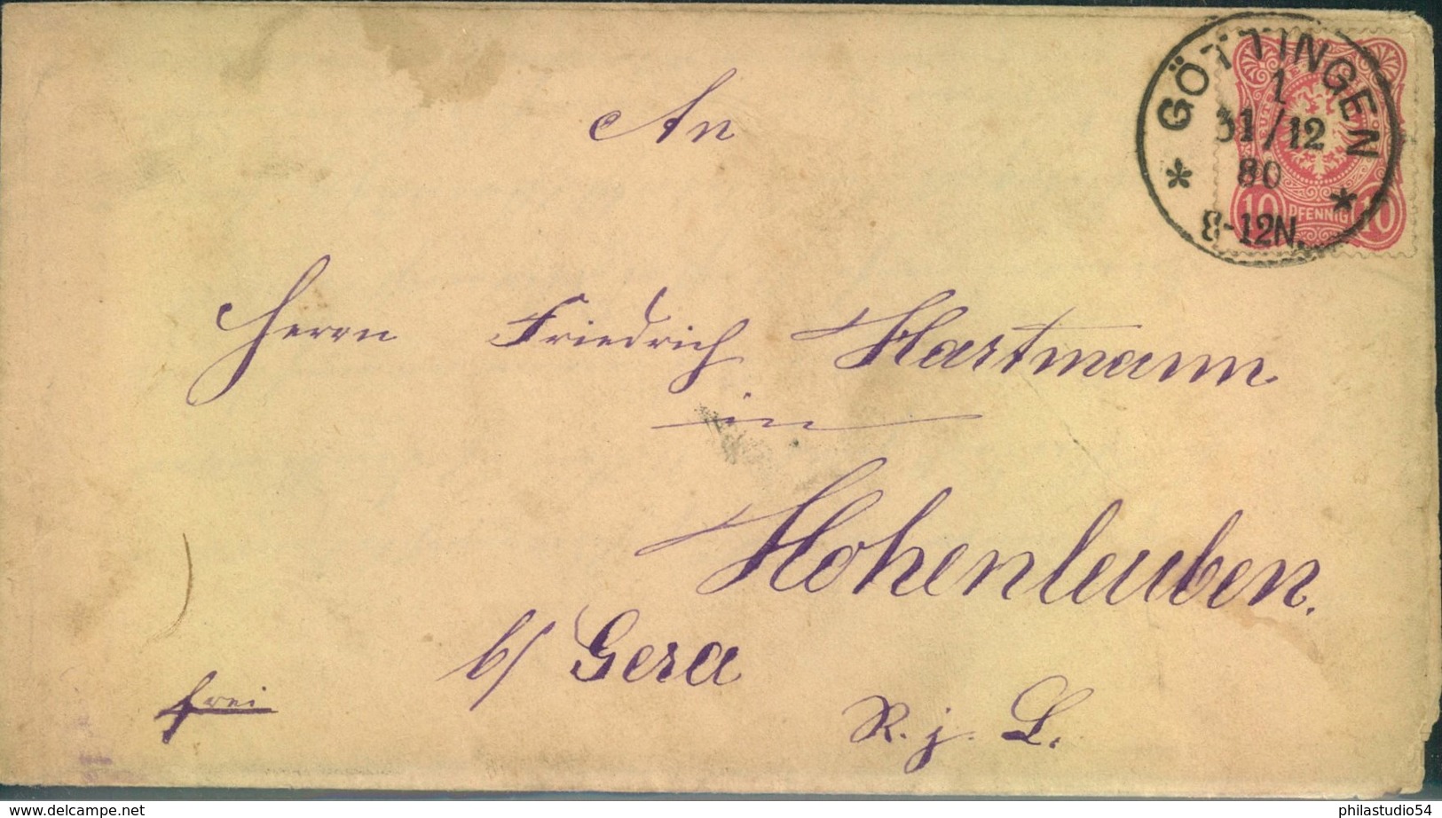 1880, "GÖTTINGEN * 1 *", Klackestempel Auf Umschlag Mit 10 Pfg. - Máquinas Franqueo (EMA)