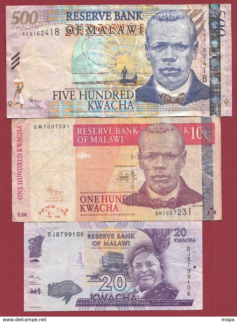 Malawi 3 Billets Dans L 'état Lot N °2 (71) - Malawi