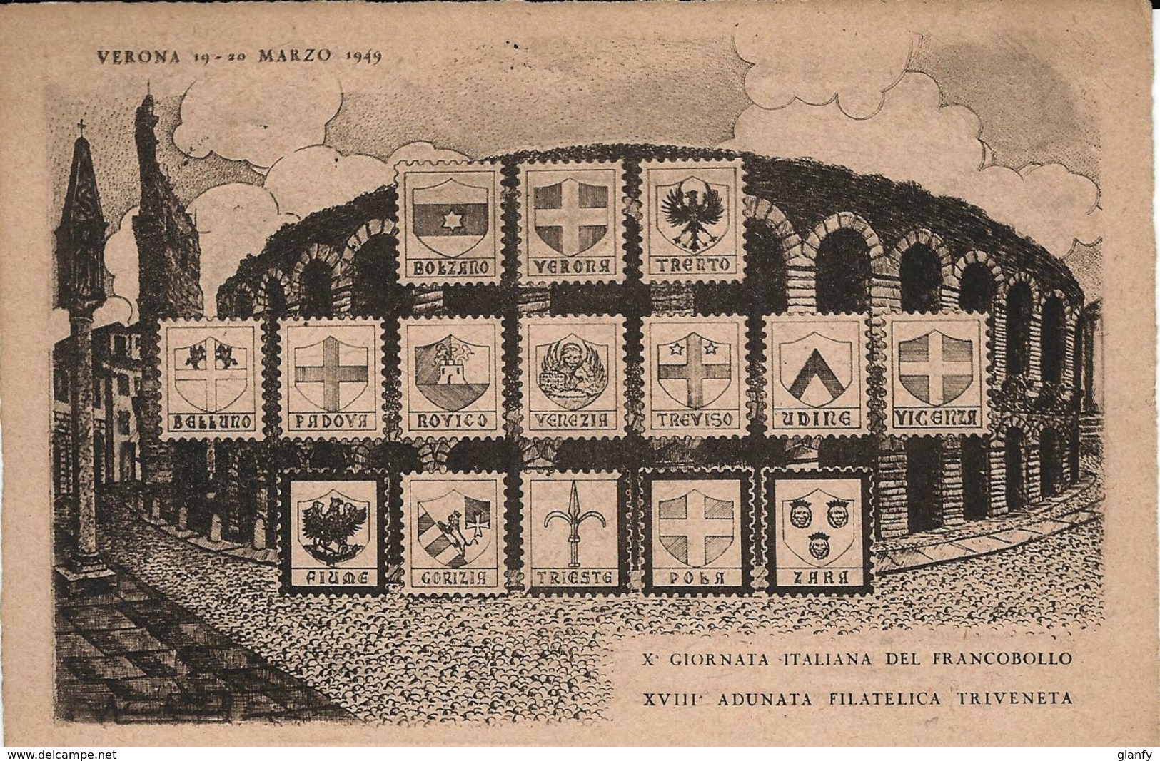 VERONA Xa GIORNATA ITALIANA DEL FRANCOBOLLO 1949 ANNULLO FDC - Collector Fairs & Bourses