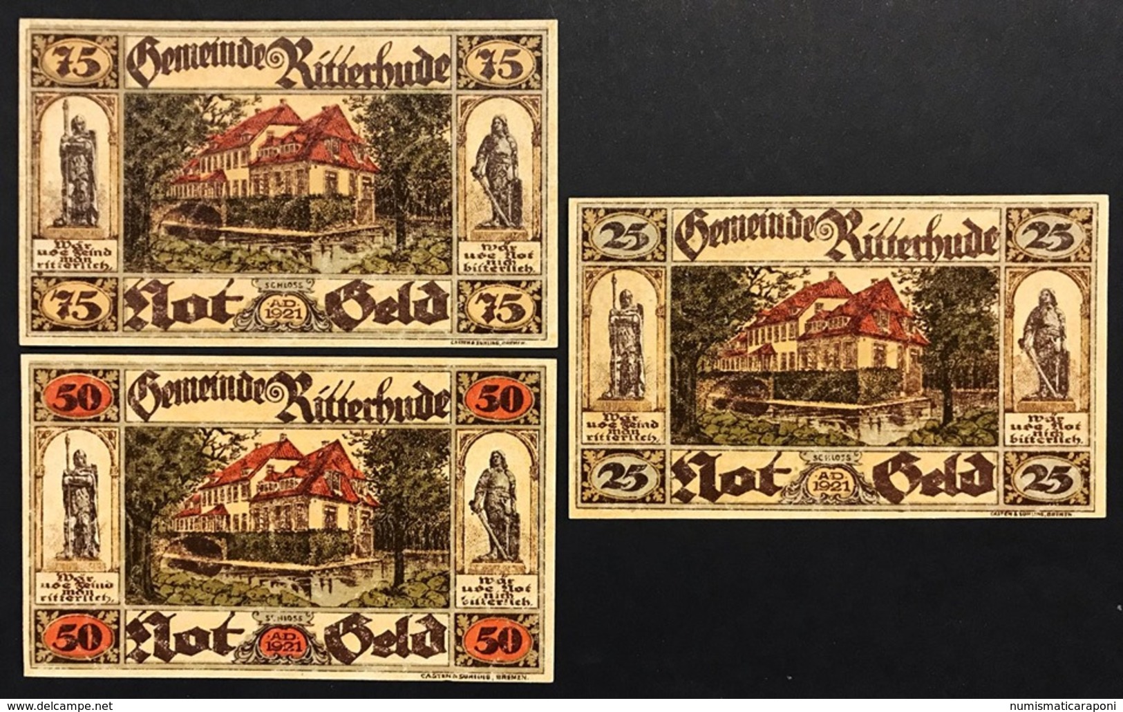 GERMANIA ALEMANIA GERMANY Notgeld Ritterhude 25 50 75  Pfennig 1921 ( 3 Pz ) Lotto 1940 - Deutsche Golddiskontbank