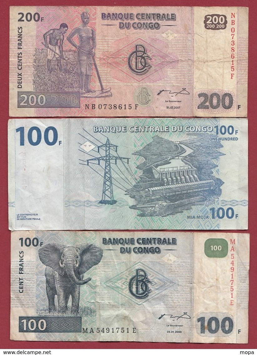 Congo  3 Billets Dans L 'état  (75) - République Démocratique Du Congo & Zaïre