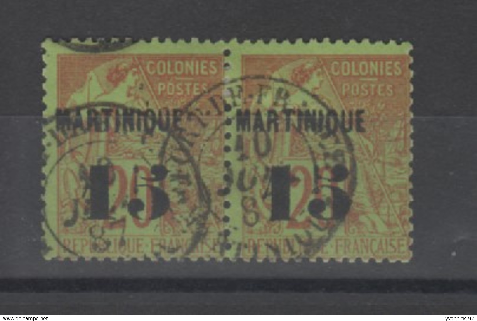 Martinique-  1 Paire (1884)  N°4 Beaux Cachets - Usati