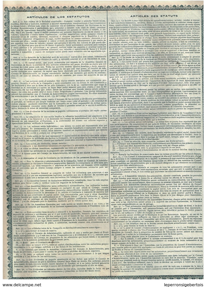 Titre Ancien - Compañia Bancaria De Fomento Y Bienes Raices De Mexico - Sté Foncière Du Mexique - Titulo De 1910 - Bank En Verzekering