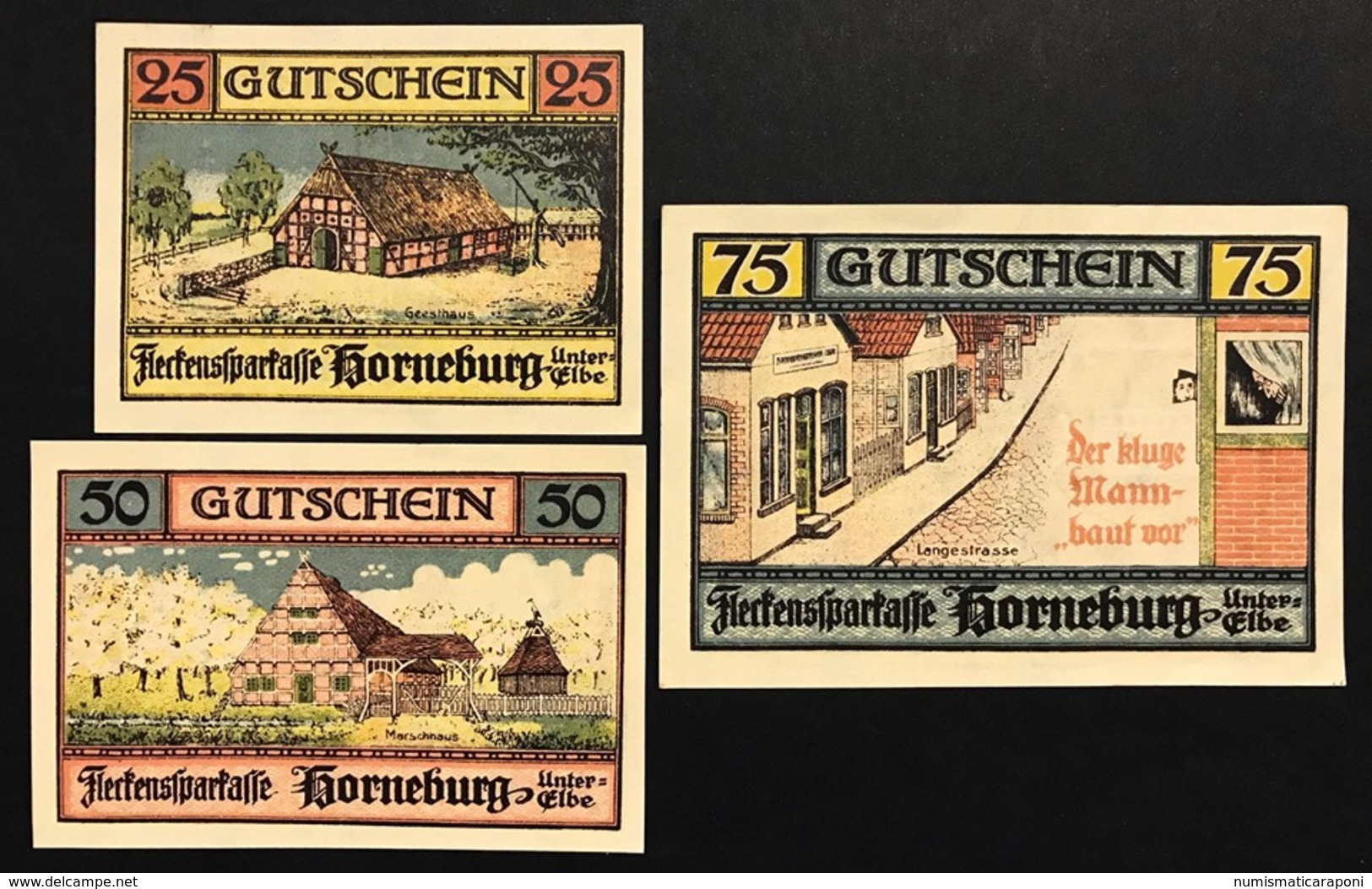 GERMANIA ALEMANIA GERMANY Notgeld Gutschein 25 50 75  Pfennig 1921 ( 3 Pz ) Lotto 1944 - Deutsche Golddiskontbank