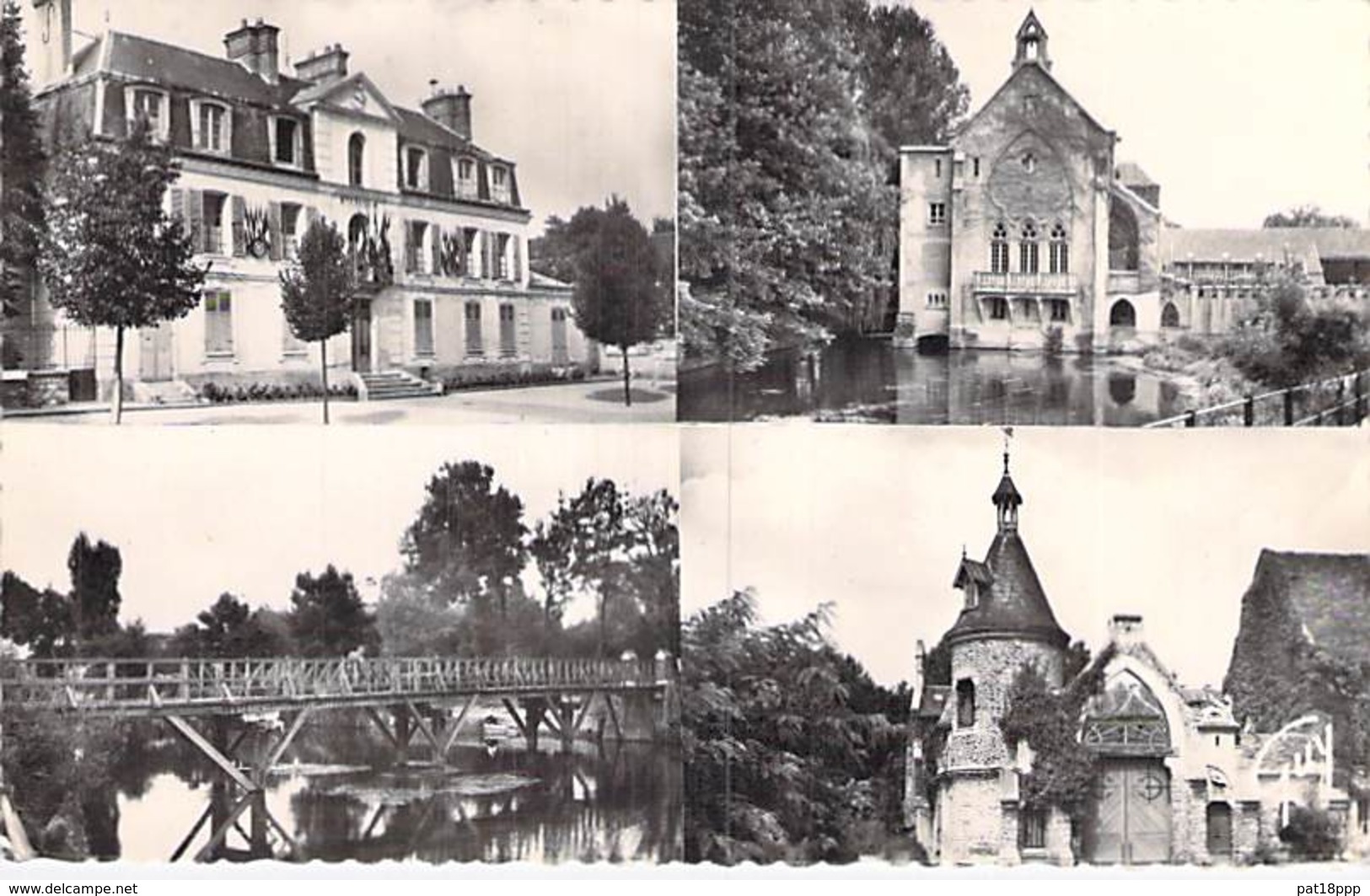91 - MONTGERON Multivues - Mairie , Bords De L'Yerre , Moulin De Senlis - CPSM Dentelée Noir Blanc Format CPA - Essonne - Montgeron