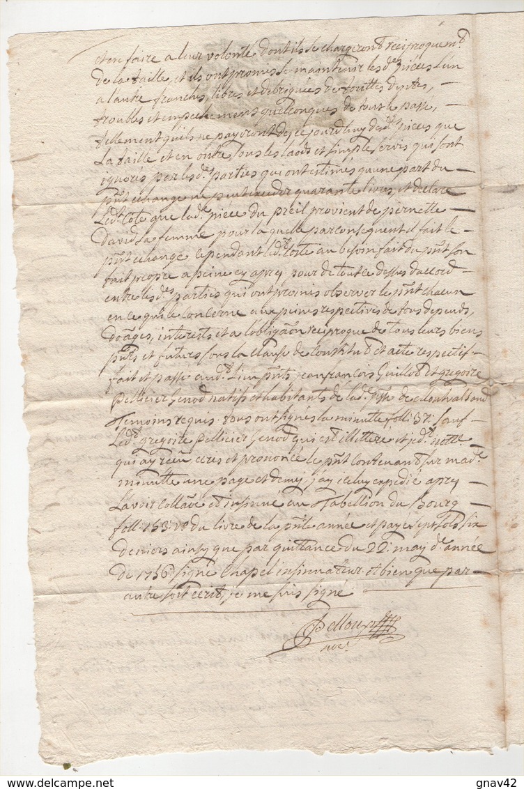 Savoie  Montvalezan Sur Bellentre 1756 - Manuscripts