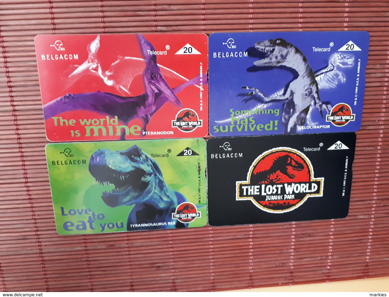 Set 4 Phonecards Jurassic Park 710 A+B+C+E Used - Zonder Chip