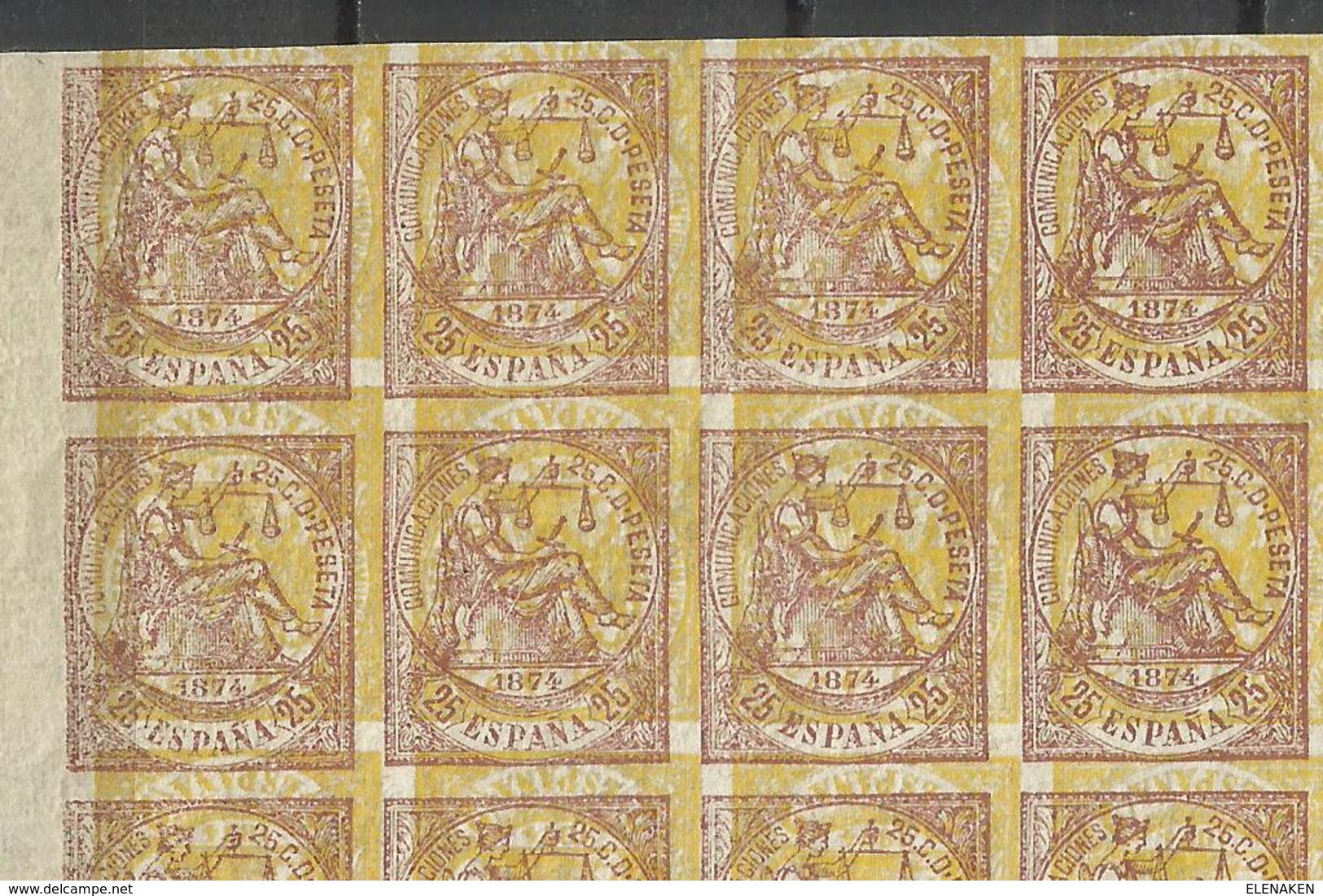 SELLOS CLASICOS BLOQUE 40 SELLOS ESTIMACION +1000,00€ 1874 (**) Prueba Maculatura.25 Y 50 CTS Nº147 Y 149  Doble Impresi - Unused Stamps