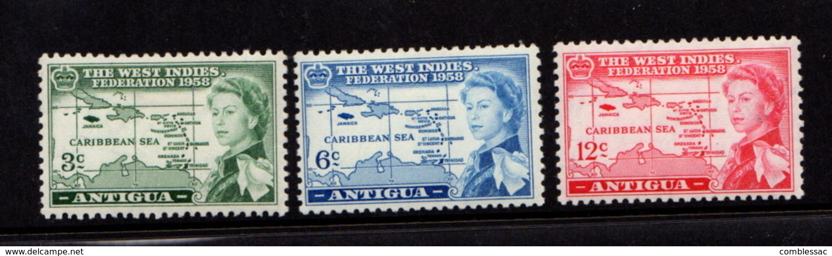 ANTIGUA    1958    British  Federation    Set  Of  3      MH - 1858-1960 Crown Colony