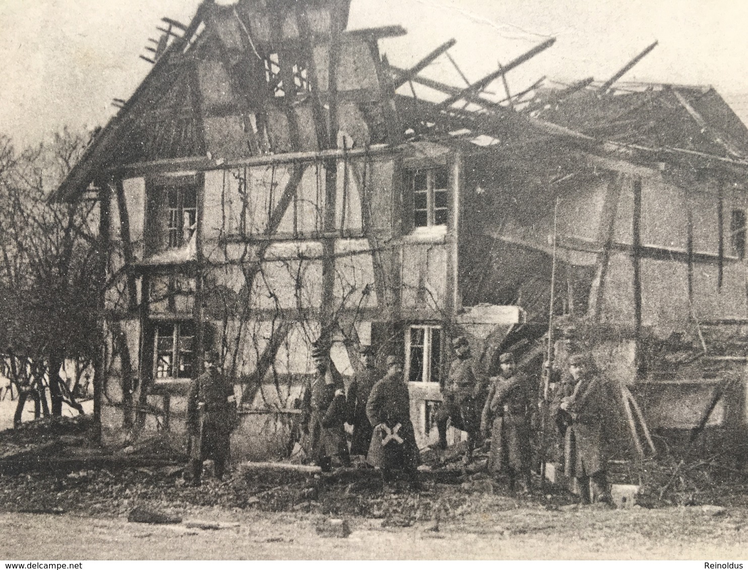 Ak Cp Balswiller Haute-Alsace Soldaten Francais Effect Du Bombardement Fleur - Guerre 1914-18