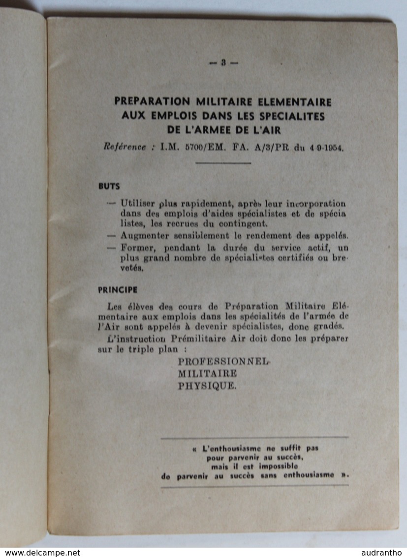 Livret Je Veux être Aviateur Armée De L'Air Préparation Militaire élémentaire Grades Et Insignes - Francese