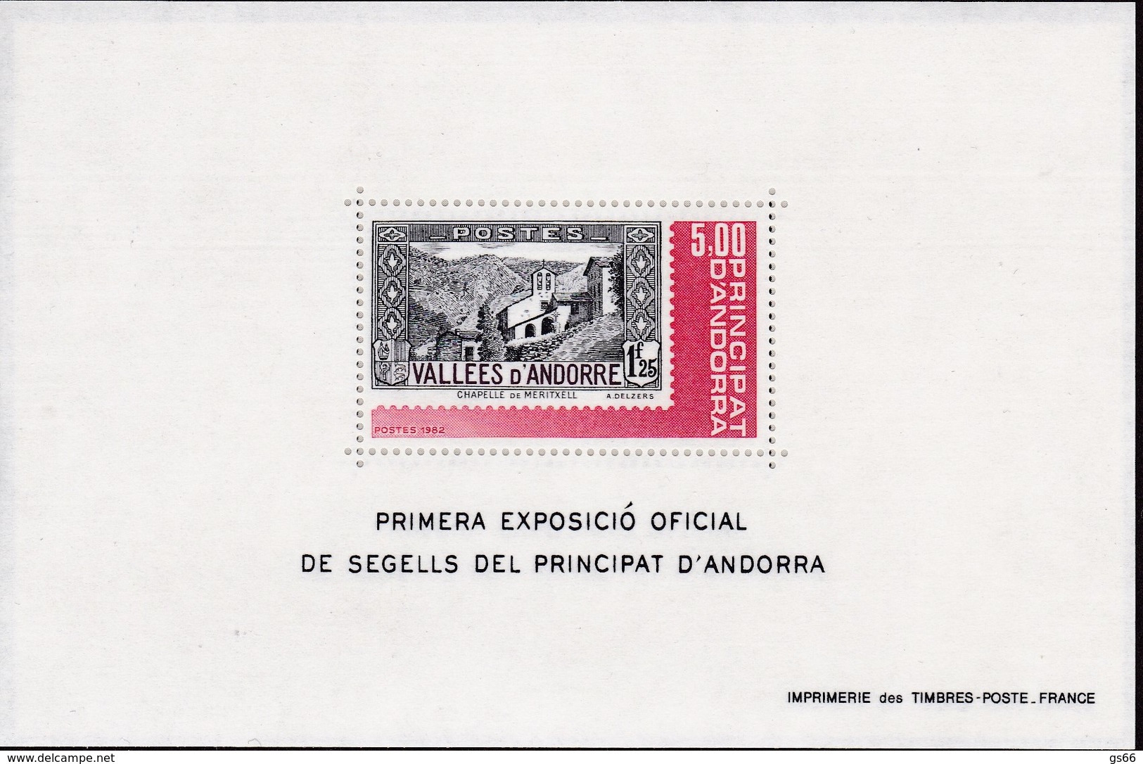 Andorra, Fr., 1982, 325 Block 1, Briefmarkenausstellung.  MNH **, - Blocks & Kleinbögen