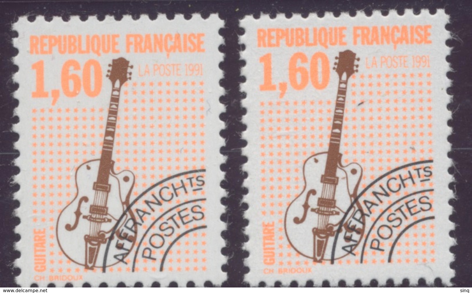 N° 213 Et 213a  Année 1992, Les Instruments De Musique, Valeur Faciale 2 X 1,60 F - 1989-2008